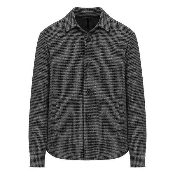 ハリスワーフロンドン メンズ 上衣＆上衣 アウター Houndstooth shirt Grey コート・ジャケット-メンズファッション