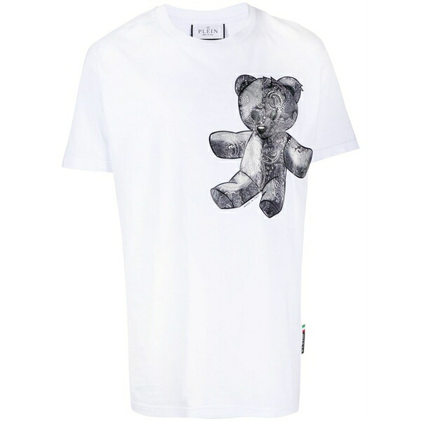 フィリッププレイン メンズ Tシャツ トップス Teddy bear paisley-print t-shirt White｜asty 52,680円