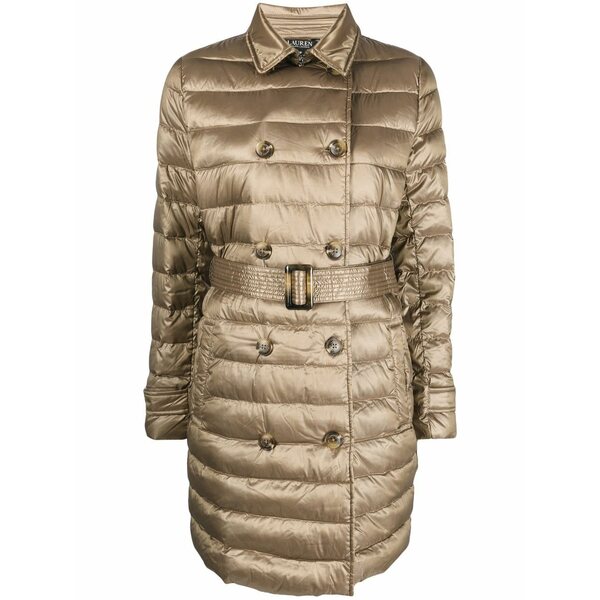 ラルフローレン レディース 厚地の外套 アウター Belted-waist padded coat Gold コート・ジャケット-レディースファッション