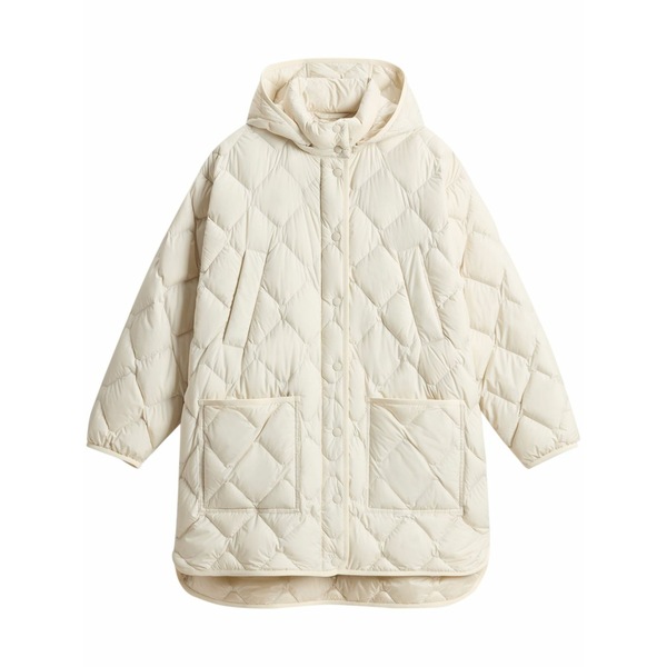 羊毛 金持ち レディース 厚地の外套 アウター Heritage cape White