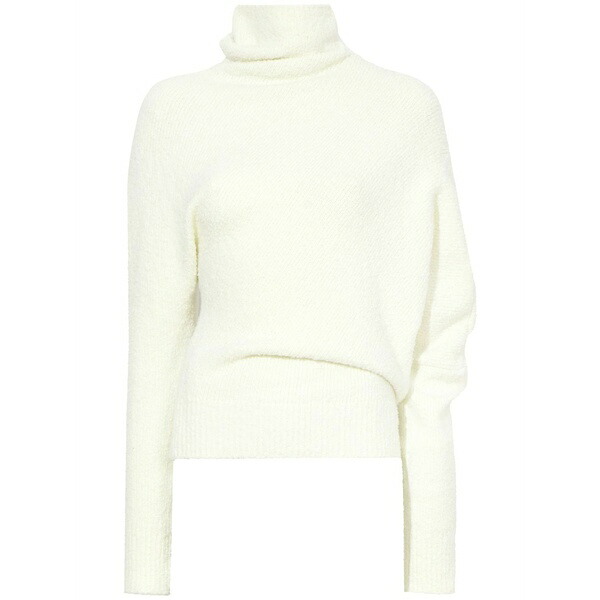 プロエンザショラー レディース 編み物\u0026プルオーバー アウター Fuzzy boucle asymmetric sweater White