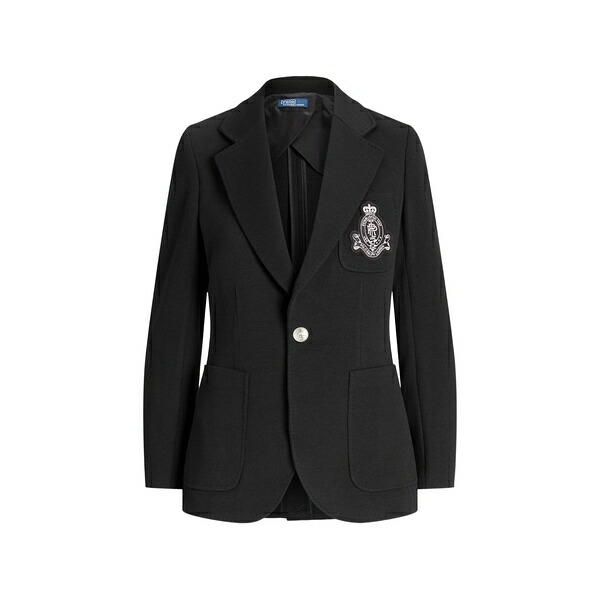 ラルフローレン レディース 上衣＆上衣 アウター Logo-appliqu￡ cotton blazer Black
