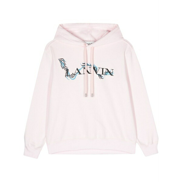 ランバン レディース パーカー・スウェットシャツ アウター Logo-print hoodie Pink