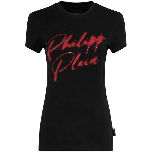 フィリップ飾り気の無い レディース プルオーバー トップス Crystal-embellished cotton t-shirt Black