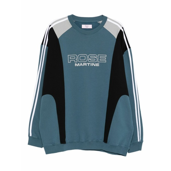 マーティン・サクラ色 メンズ パーカー・スウェットシャツ アウター Panelled striped sweatshirt Blue
