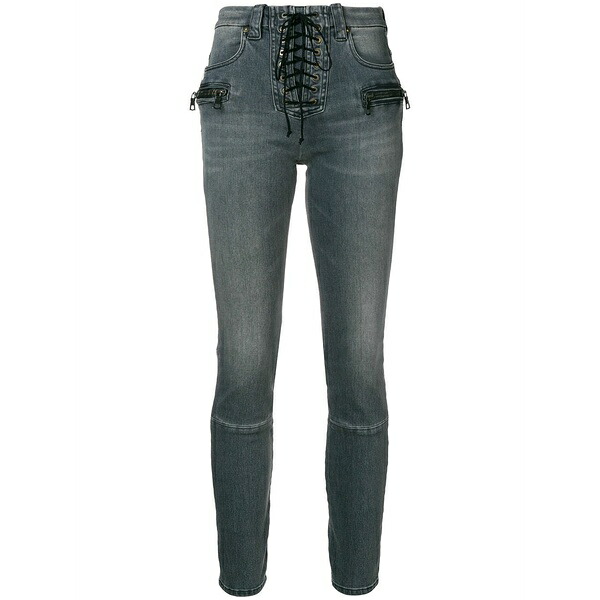 アン付け紙 事業計画 レディース ジーンズズボン下 ボトムス Lace-up jeans  Grey