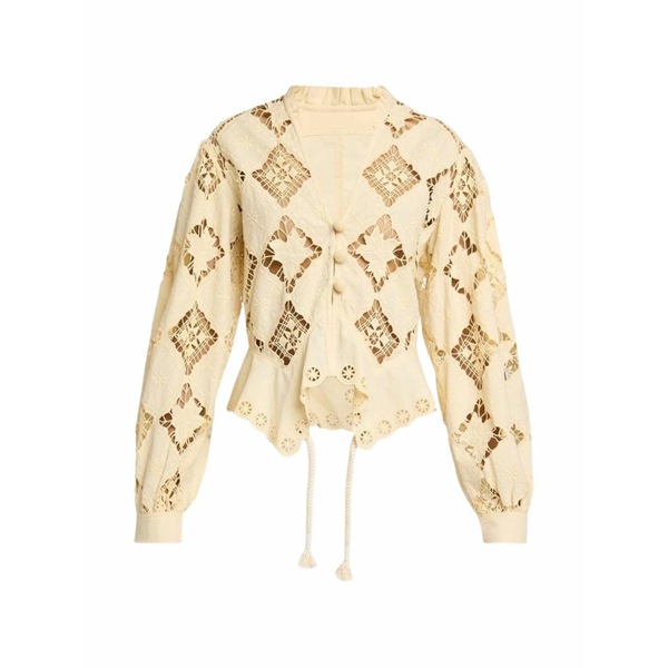 イザ呼びりん マラン レディース プルオーバー トップス Nina broderie anglaise puff-sleeve blouse Neutrals