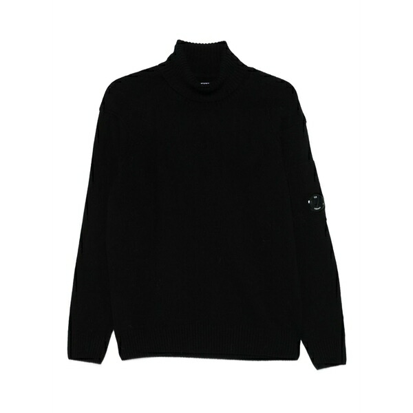 シーピーカンパニー メンズ 編み物\u0026ティーシャツ アウター High-neck lens-detail sweater Black