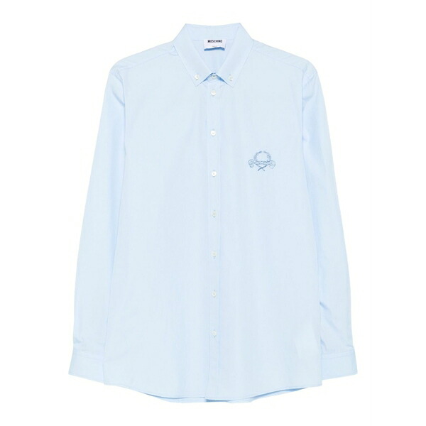 モスキーノ メンズ プルオーバー トップス Logo-embroidered long-sleeved shirt Blue