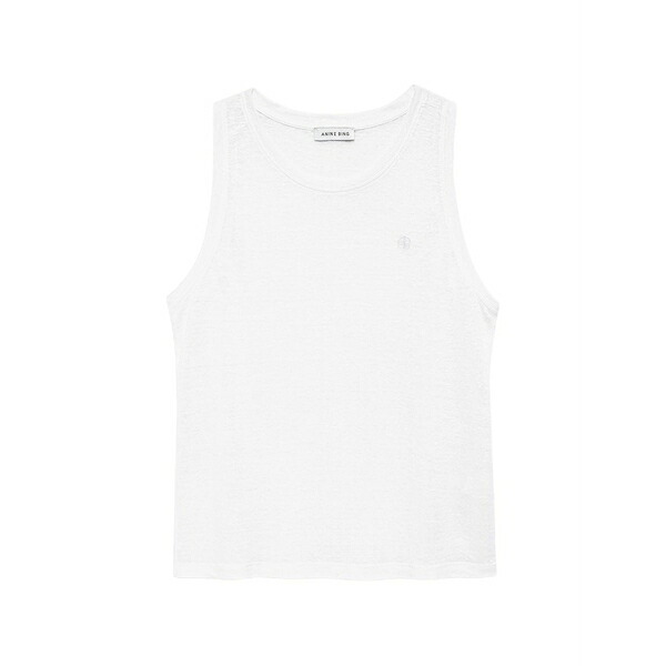 アニービン レディース カットソー トップス Juliann logo-embroidered linen tank top White