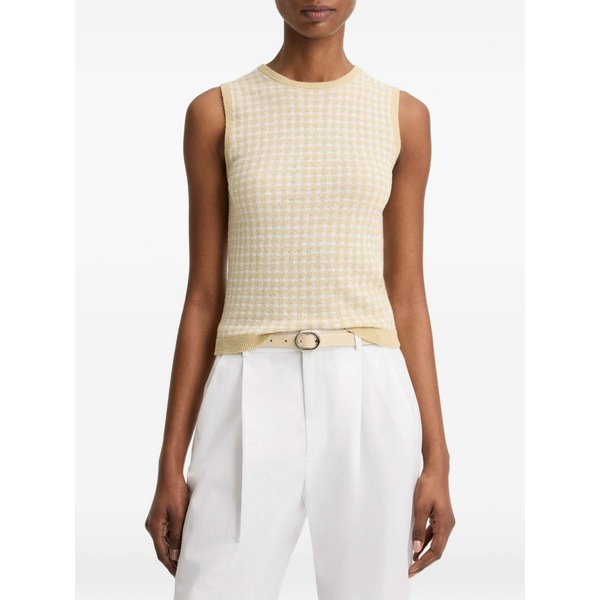 ヴィンス レディース カットソー トップス Gingham-check tank top Yellow