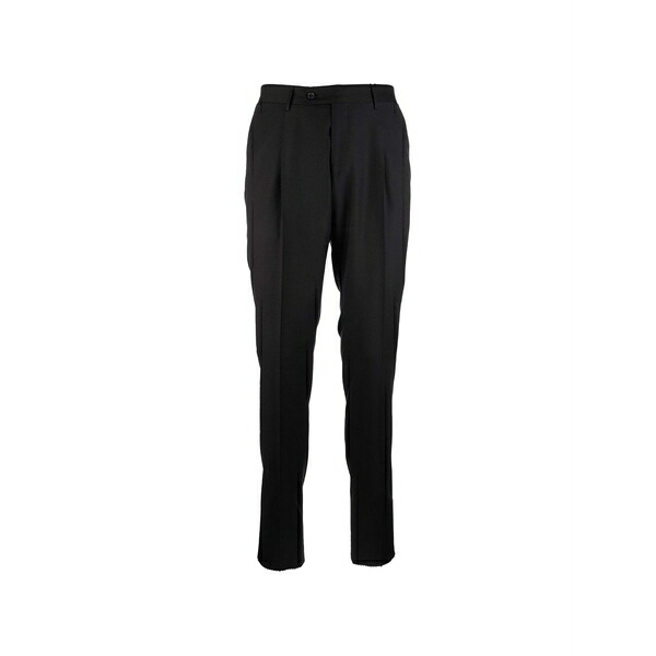コルネリアーニ メンズ 心地好いズボン下 ボトムス Pleated pressed-crease trousers Black