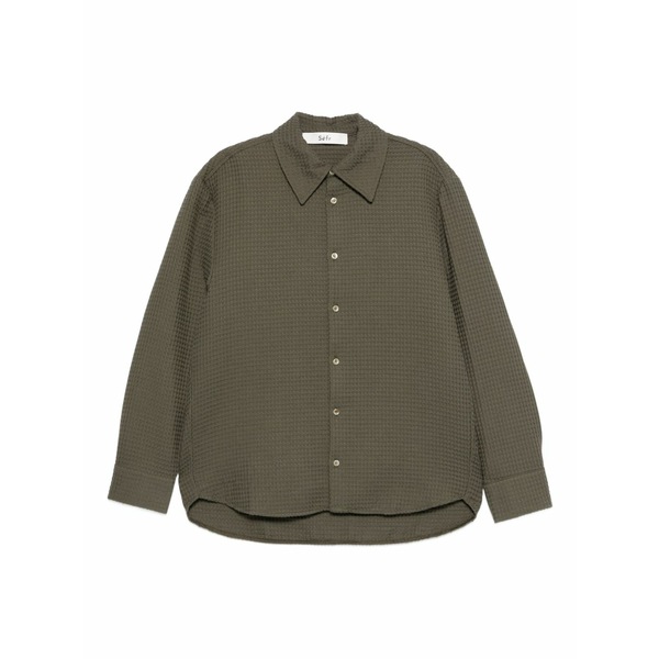 空想科学小説アール メンズ プルオーバー トップス Long-sleeve cotton shirt Green