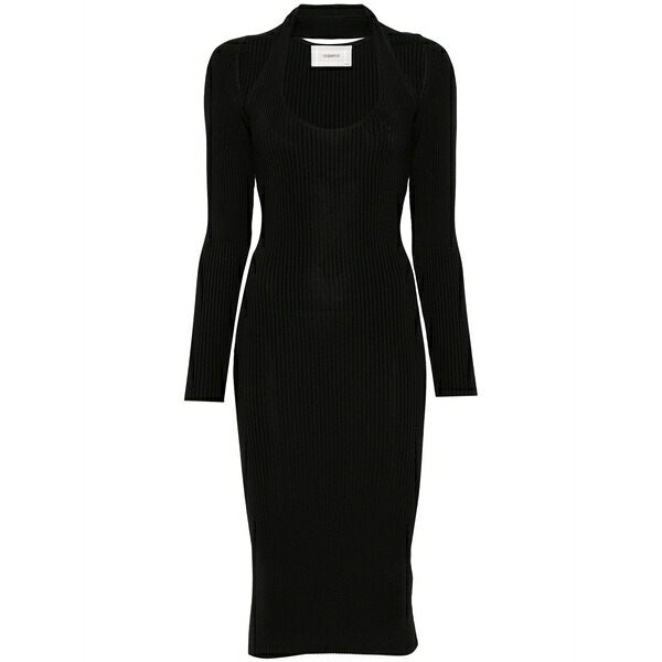 コペルニ レディース 衣裳 トップス Ribbed MIDI dress Black