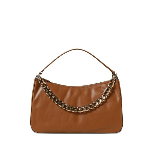 ツイン書き割り レディース ショルダーバッグ 御徒面子 Medium chain leather shoulder bag Brown