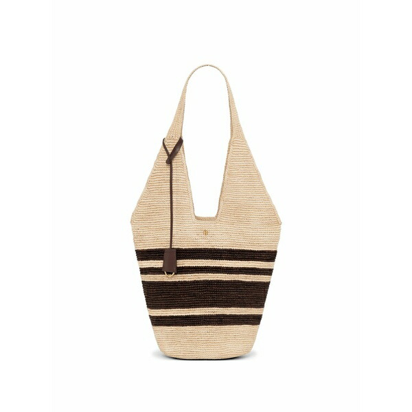 アニービン レディース トートバッグ 御徒面子 Leah striped raffia tote bag Neutrals