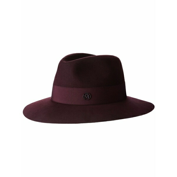 メゾンミッシェル  レディース かぶり笠 添え物 Henrietta felt fedora hat Red