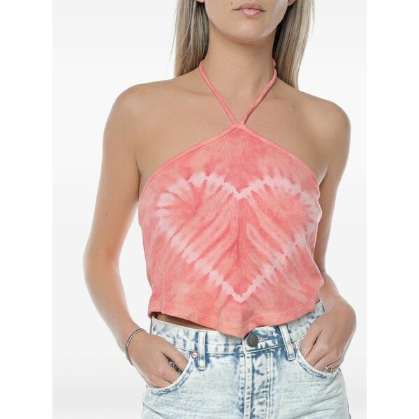 一 ティースプーン レディース カットソー トップス Heart tie-dye top Pink