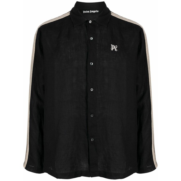 パーム・エンジェルス メンズ ティーシャツ トップス Pa monogram-print linen shirt Black
