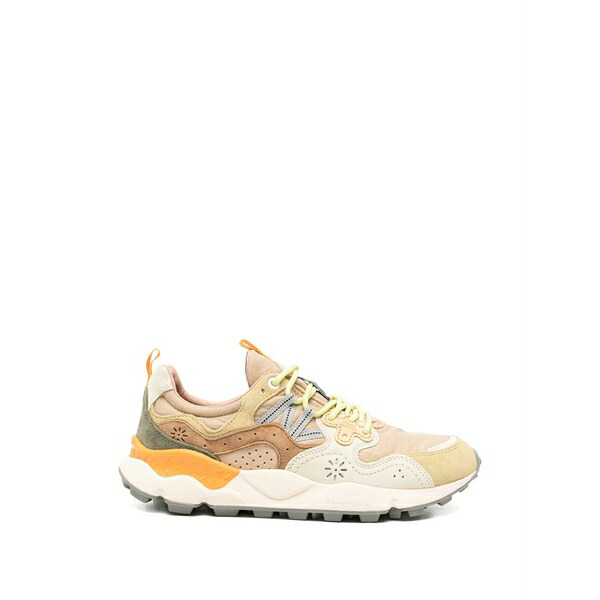 御花お山 メンズ スニーカー シューズ Perforated panelled sneakers Neutrals