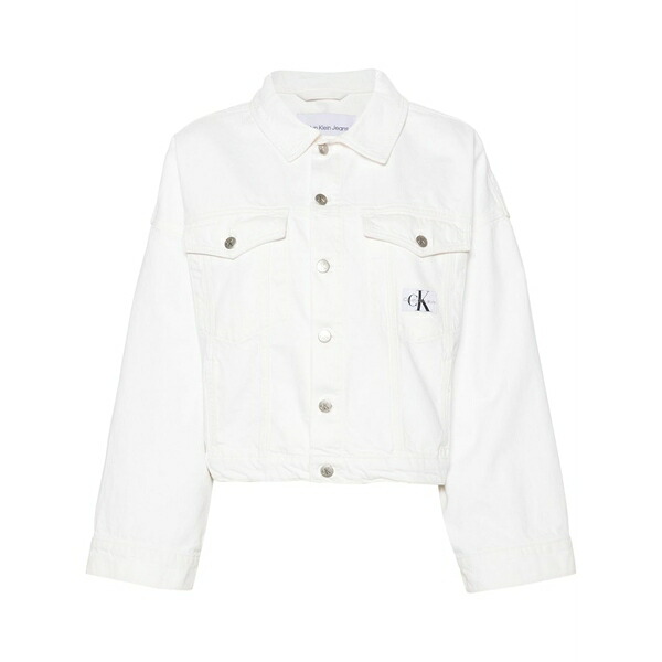 カルバンクライン レディース 上衣＆上衣 アウター Button-up denim shirt jacket  White