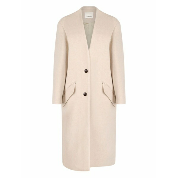 イザ呼びりん マラン レディース 厚地の外套 アウター Button-fastening flap-pockets single-breasted coat Neutrals
