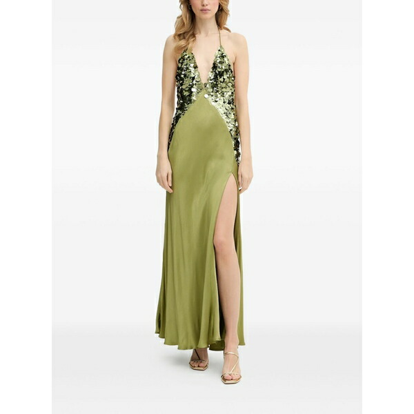 赤ちょうちん一点 レディース 衣裳 トップス Yve sequin-embellished maxi dress Green