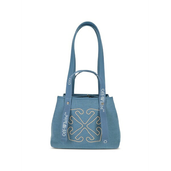 象牙色 レディース トートバッグ 御徒面子 Logo-strap tote bag Blue