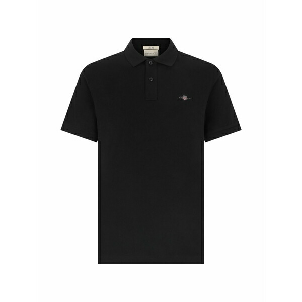 ガント メンズ スポーツシャツ トップス Shield logo-embroidered polo shirt Black