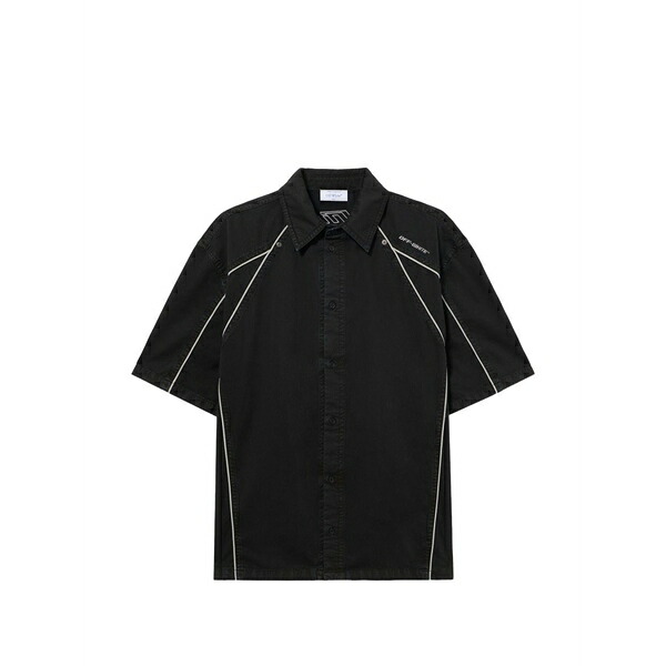 象牙色 メンズ プルオーバー トップス Piped short-sleeve shirt Black