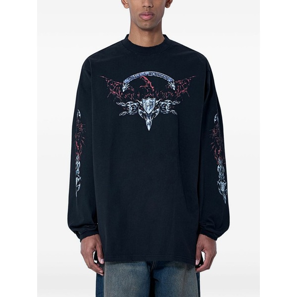 ヴェトモン メンズ ティーシャツ トップス Graphic-print long-sleeved t-shirt Black