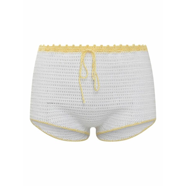 ミキシク レディース 心地よいズボン下 ボトムス Crochet-knit shorts White
