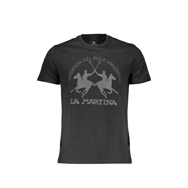 ラ マルティーナ メンズ プルオーバー トップス Graphic-print cotton t-shirt Black