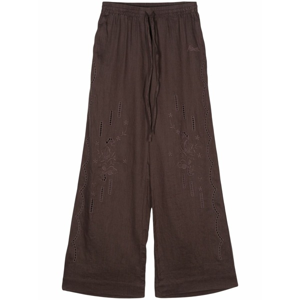 パロッシュ レディース 心地好いズボン下 ボトムス Broderie-anglaise linen trousers Brown