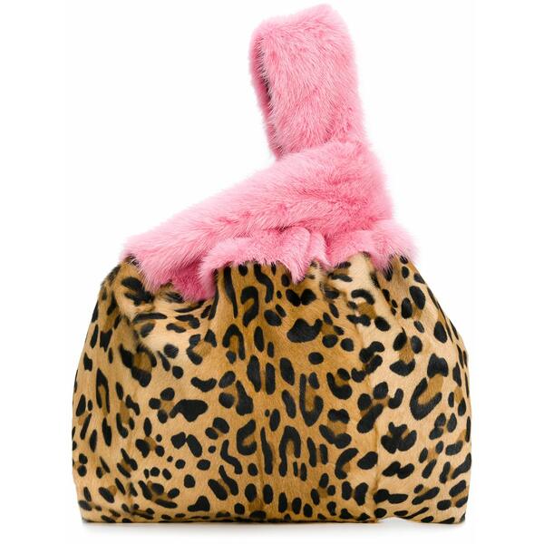 シモネッタ ラヴィッツァ レディース トートバッグ 御徒面子 Furrissima leopard tote bag Pink