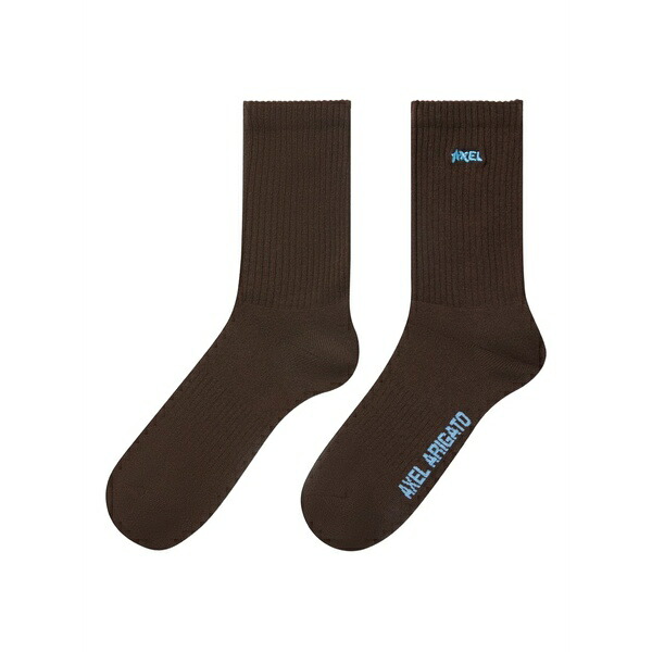 アクセルアリガト メンズ ソックス アンダー御召しもの Floral logo socks Brown