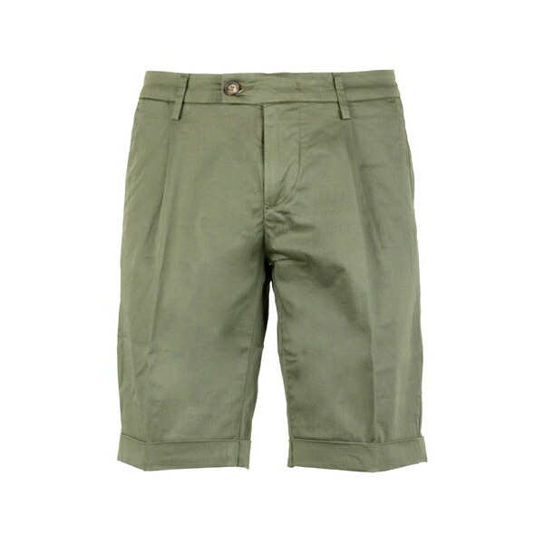 レアッシュ メンズ 心地よいズボン下 ボトムス Pleated turn-up shorts Green