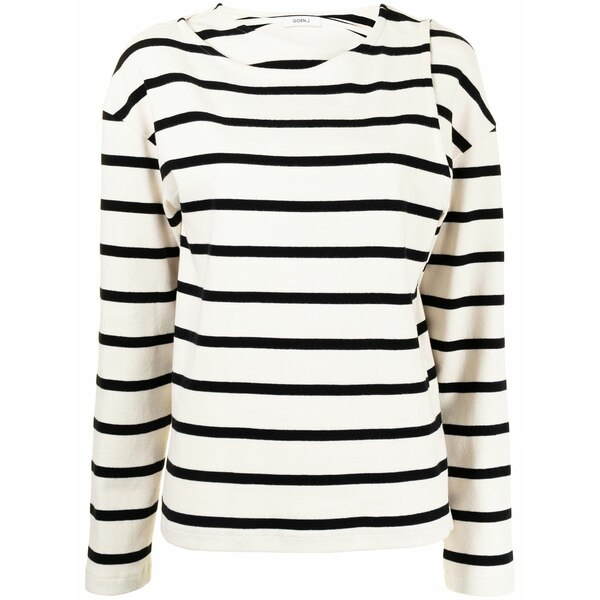 ゴエンジェイ レディース ティーシャツ トップス Double-layered stripe jersey top White