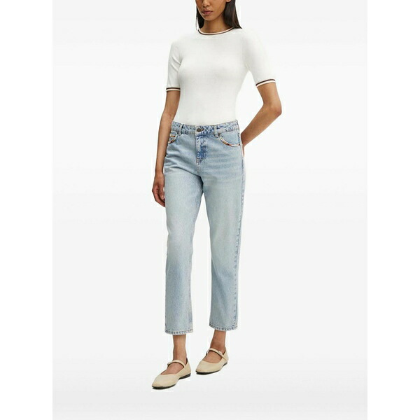 エーエルシー レディース ティーシャツ トップス Ribbed crew-neck t-shirt White