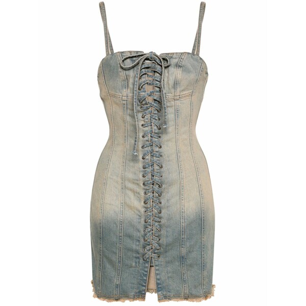 ミスビヘイブ レディース 衣裳 トップス Lara lace-up denim dress Blue