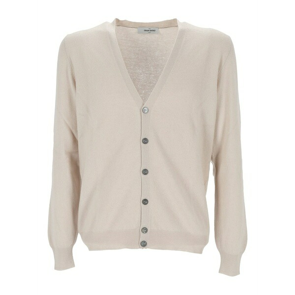 グランサッソ メンズ ジレー アウター V-neck cardigan Neutrals