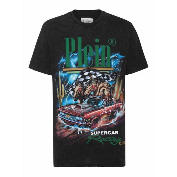 フィリッププレイン レディース Tシャツ トップス Racing club t-shirt Black｜asty