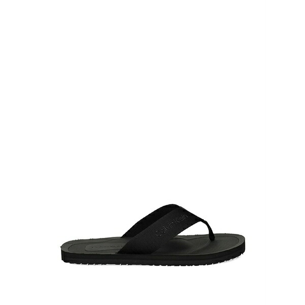 カルバンクライン メンズ サンダル シューズ Logo-embossed flip-flops Black