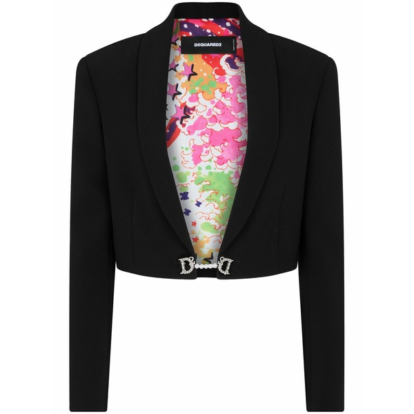 ディースクエアード レディース 上衣＆上衣 アウター Logo-plaque cropped blazer Black
