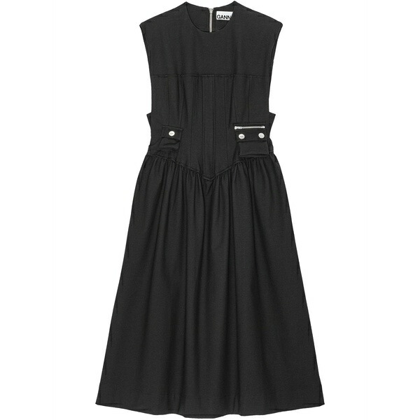 ガニー レディース 衣裳 トップス Pleat-detailing MIDI dress Black