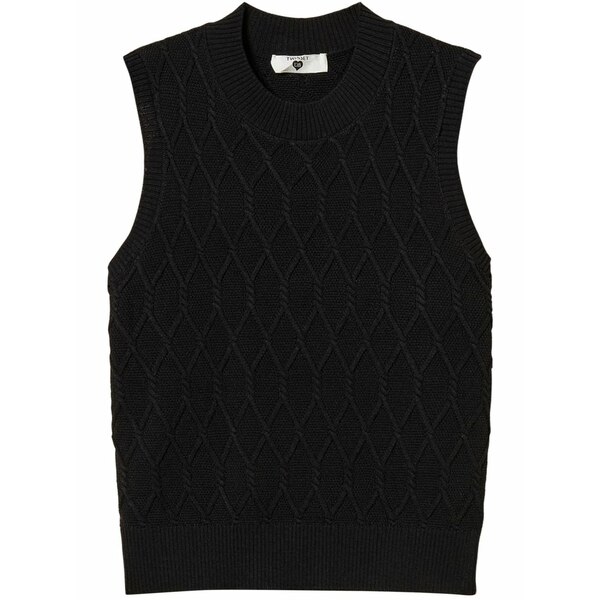 ツイン書き割り レディース カットソー トップス Lozenge-pattern tank top Black