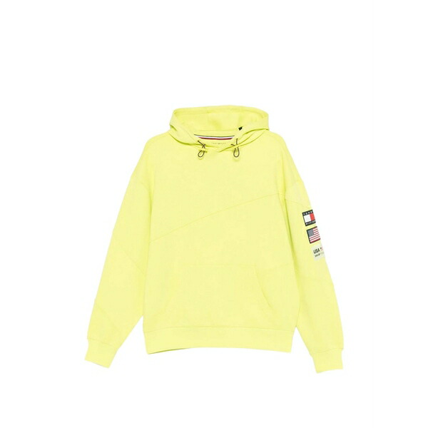 トミー ヒルフィガー メンズ パーカー・スウェットシャツ アウター Logo-patch panelled hoodie Yellow