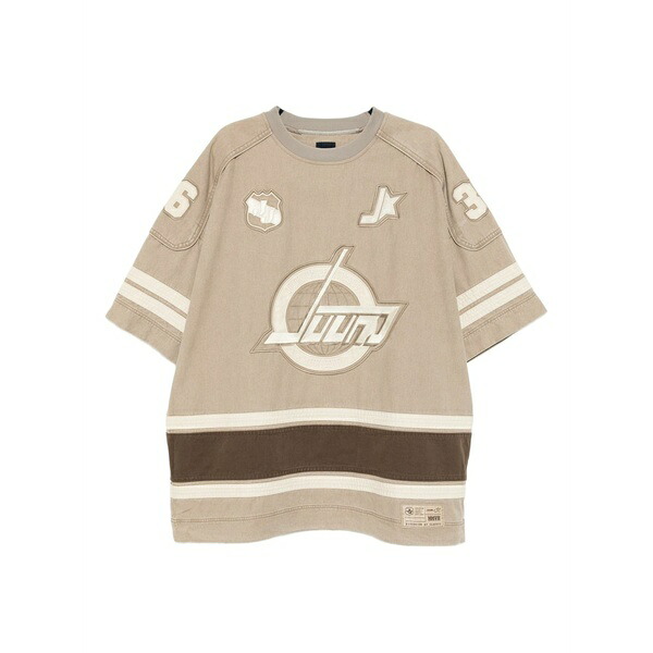 ジュン・ジー メンズ プルオーバー トップス Logo-embroidered t-shirt Neutrals