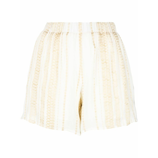 ゼウスプラスディオーニ レディース 心地好いズボン下 ボトムス Embroidered high-waist shorts Gold