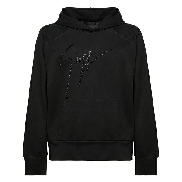 ジュゼッペザノッティ メンズ パーカー・スウェットシャツ アウター Lr-21 crystal-embellished logo hoodie Black